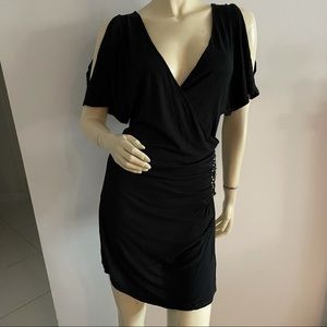 Buffalo David bitton faux wrap front dress with cold shoulder sleeve